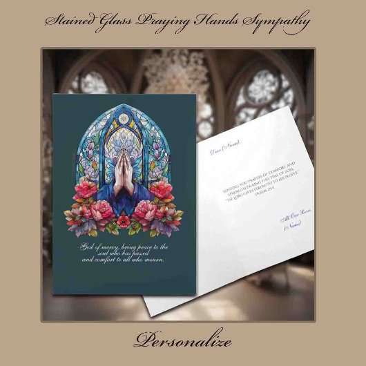 Stained Glass Praying Hands Sympathy Karte