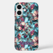 Stained glass purple blue floral Case-Mate iPhone hülle (Rückseite)