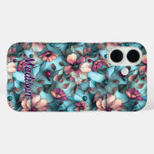 Stained glass purple blue floral Case-Mate iPhone hülle (Rückseite (Horizontal))