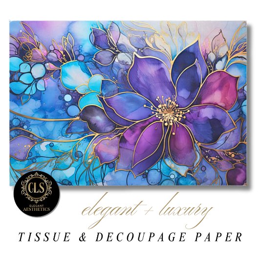 Stained Glass Purple Blue Florals Luxe Aesthetics  Seidenpapier