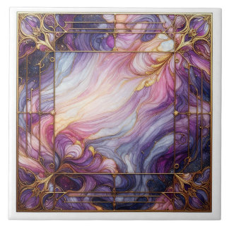 Stained glass purple fliese