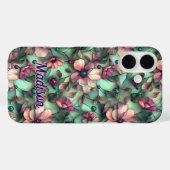 Stained glass purple mint floral Case-Mate iPhone hülle (Rückseite (Horizontal))