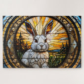 Stained-glass rabbit jigsaw puzzle (Horizontal)