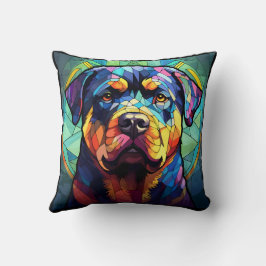 Stained Glass Rottweiler Kissen