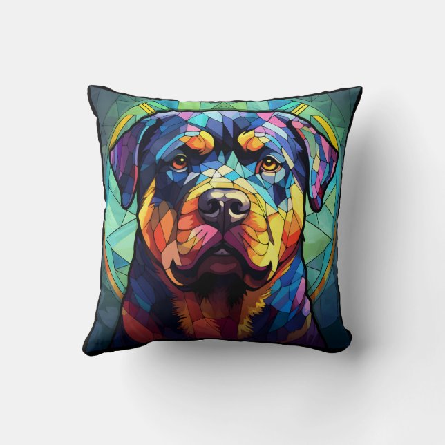 Stained Glass Rottweiler  Kissen (Rückseite)