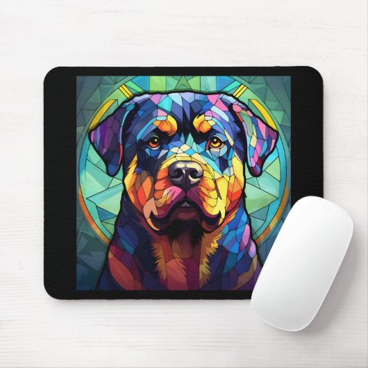 Stained Glass Rottweiler Mousepad (Mit Mouse)