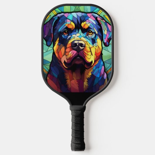 Stained Glass Rottweiler Pickleball Schläger (Vorderseite)