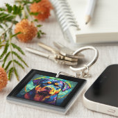 Stained Glass Rottweiler Schlüsselanhänger (Vorderseite rechts)