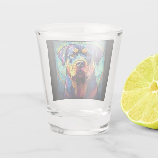 Stained Glass Rottweiler  Schnapsglas (Rückseite)