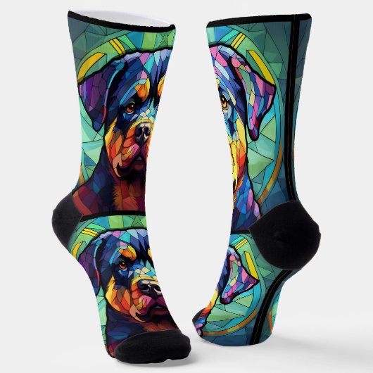 Stained Glass Rottweiler Socken (Gewinkelt)