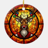 Stained Glass Rudolph Reindeer Keramik Ornament (Hinten)