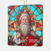 Stained Glass Santa Claus Portrait Keramikornament (Links)