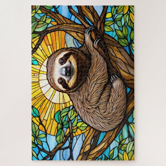 Stained Glass Sloth Jigsaw Puzzle (Vertikal)