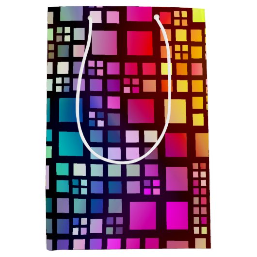 stained glass squares - vibrant rainbow :  mittlere geschenktüte (Vorderseite)