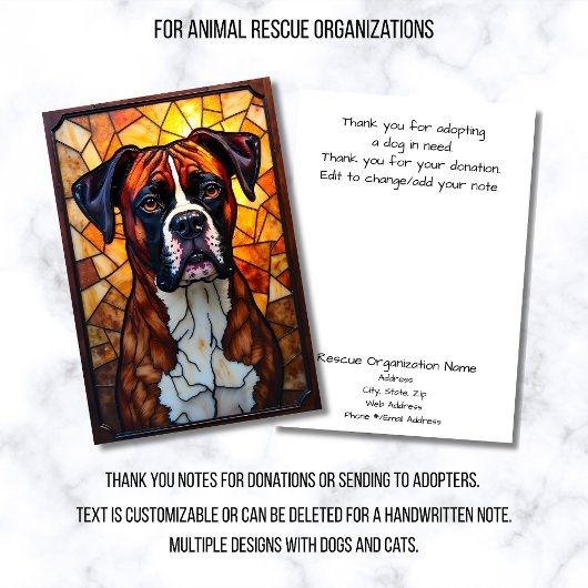 Stained Glass Style Animal Rescue Organization Dankeskarte