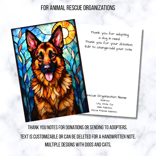 Stained Glass Style Animal Rescue Organization Dankeskarte