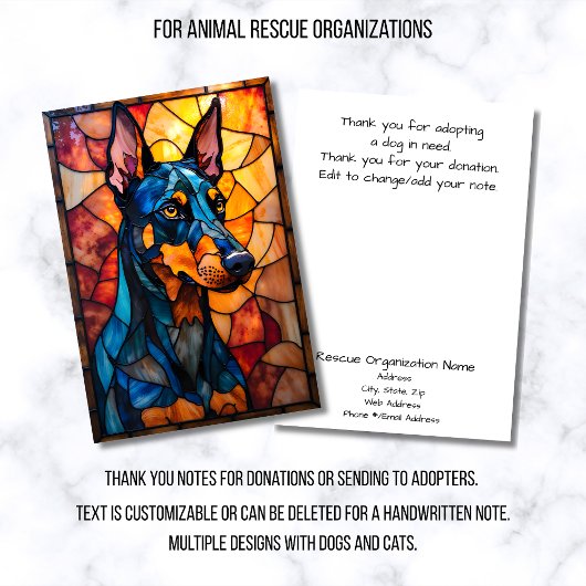 Stained Glass Style Animal Rescue Organization Dankeskarte
