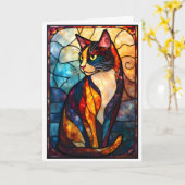 Stained Glass Style Charming Calico Karte (Gelbe Blume)