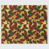 Stained Glass Style Christmas Red Green Gold  Geschenkpapier (Flach)