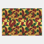 Stained Glass Style Christmas Red Green Gold Geschenkpapier Set (Vorderseite)
