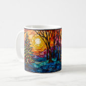 Stained Glass Style Christmas Tree with Sun Kaffeetasse (Vorderseite Links)