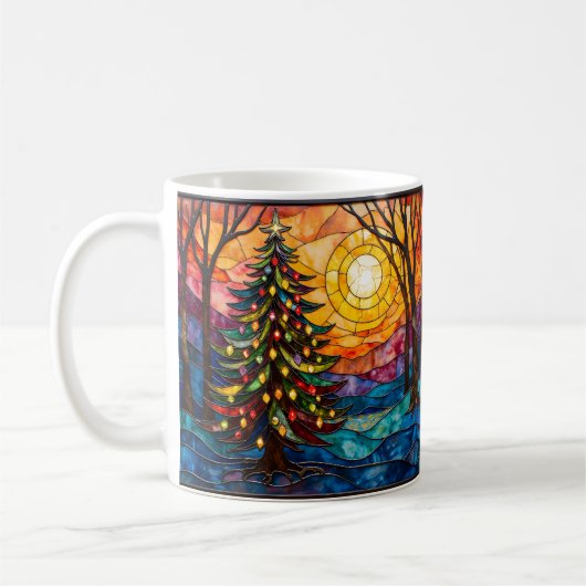 Stained Glass Style Christmas Tree with Sun Kaffeetasse (Links)