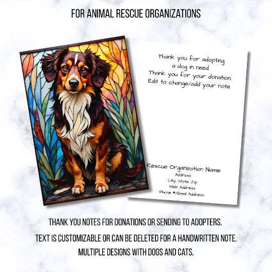 Stained Glass Style Dog Rescue Organization Dankeskarte