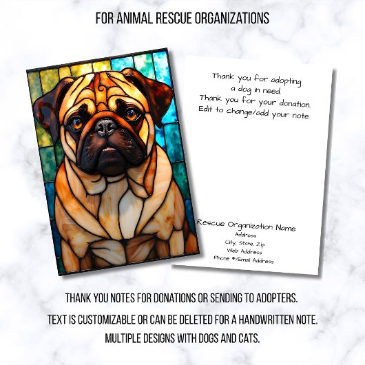 Stained Glass Style Dog Rescue Organization Dankeskarte