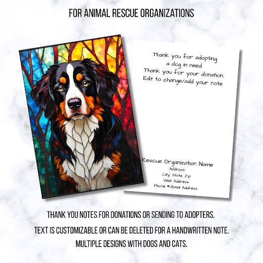 Stained Glass Style Dog Rescue Organization Dankeskarte