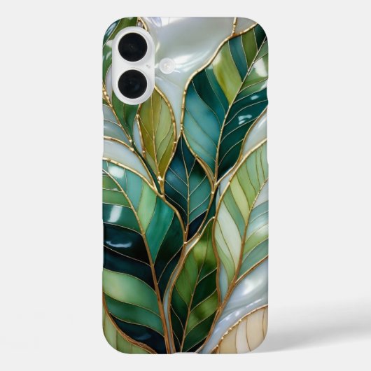 Stained Glass Style Leaf Aesthetic Phone Case (Rückseite)