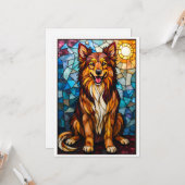 Stained Glass Style Mixed Breed Dog Flat Karte (Vorderseite/Rückseite Beispiel)