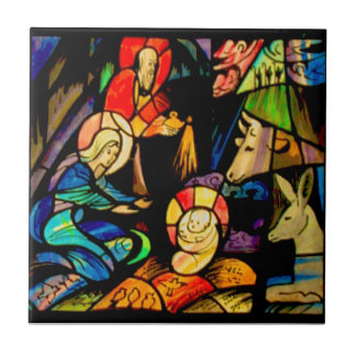 Stained Glass Style Nativity Fliese