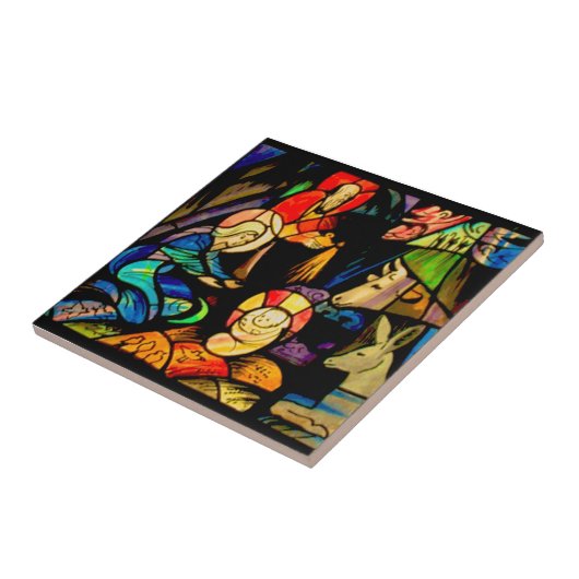 Stained Glass Style Nativity Fliese (Seite)