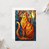 Stained Glass Style Orange Cat Karte (Vorderseite/Rückseite Beispiel)