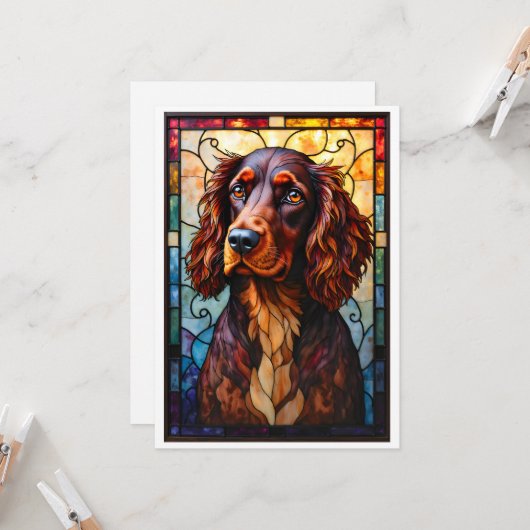 Stained Glass Style Setter Spaniel Dog Karte (Vorderseite/Rückseite Beispiel)