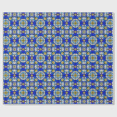 Stained Glass Style Shades of Blue and Yellow Geschenkpapier (Flach)