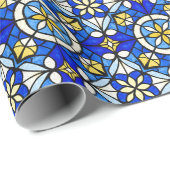 Stained Glass Style Shades of Blue and Yellow Geschenkpapier (Rolleneckpunkt)