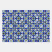 Stained Glass Style Shades of Blue and Yellow Geschenkpapier Set (Vorderseite 2)