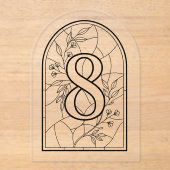 Stained Glass Style Table Number Eight Acryleinladungen (Vorderseite)