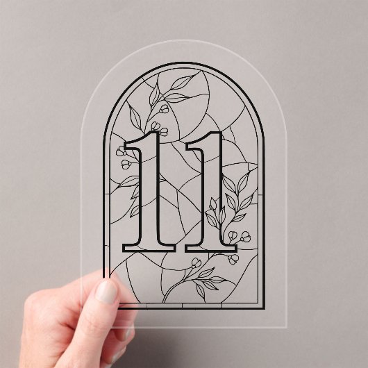 Stained Glass Style Table Number Eleven Acryleinladungen (Insitu (Handheld))