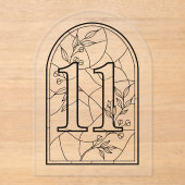 Stained Glass Style Table Number Eleven Acryleinladungen (Vorderseite)