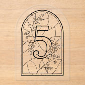 Stained Glass Style Table Number Five Acryleinladungen (Vorderseite)