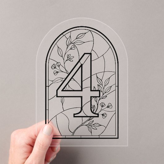 Stained Glass Style Table Number Four Acryleinladungen (Insitu (Handheld))