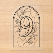 Stained Glass Style Table Number Nine Acryleinladungen (Vorderseite)