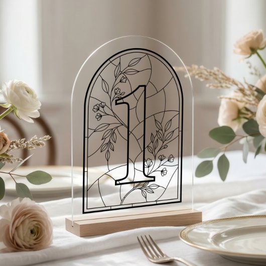 Stained Glass Style Table Number One Acryleinladungen