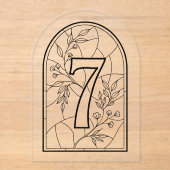 Stained Glass Style Table Number Seven Acryleinladungen (Vorderseite)