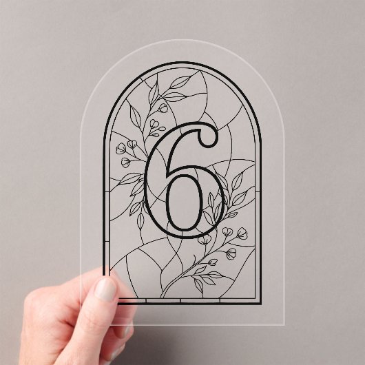 Stained Glass Style Table Number Six Acryleinladungen (Insitu (Handheld))