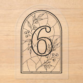 Stained Glass Style Table Number Six Acryleinladungen (Vorderseite)