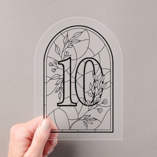 Stained Glass Style Table Number Ten Acryleinladungen (Insitu (Handheld))