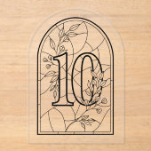 Stained Glass Style Table Number Ten Acryleinladungen (Vorderseite)